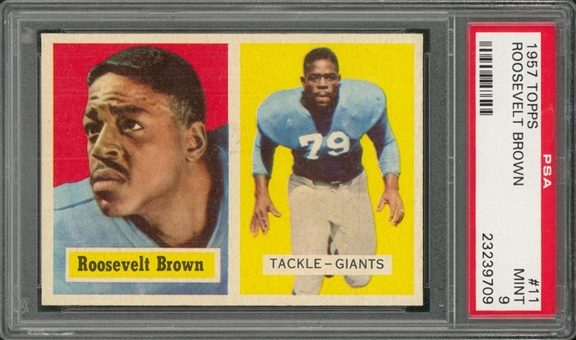 1957 Topps Football #11 Roosevelt Brown – PSA MINT 9